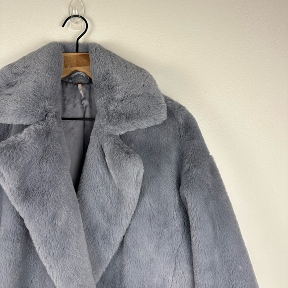 Free People Kate Faux Fur Double Breasted Jacket Blazer Women’s Sz XS - Picture 5 of 13